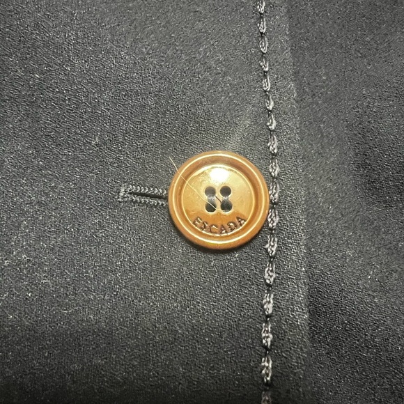 Escada Size EU 38 / US 8 Wool blazer Navy Blue Brown Buttons jacket - Picture 8 of 11